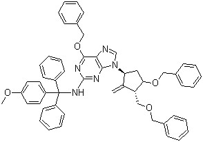 6-(Benzyloxy)-9-((1S,3R,3S)-4-(benzyloxy)-3-(benzyloxymethyl)-2-methylenecyclopentyl)-N-((4-methoxyphenyl)diphenylmethyl)-9H-purin-2-amine CAS 142217-80-9 6-(Benzyloxy)-9-((1S,3R,3S)-4-(benzyloxy)-3-(benzyloxymethyl)-2-methylenecyclopentyl)-N-((4-methoxyphenyl)diphenylmethyl)-9H-purin-2-amine CAS 142217-80-9